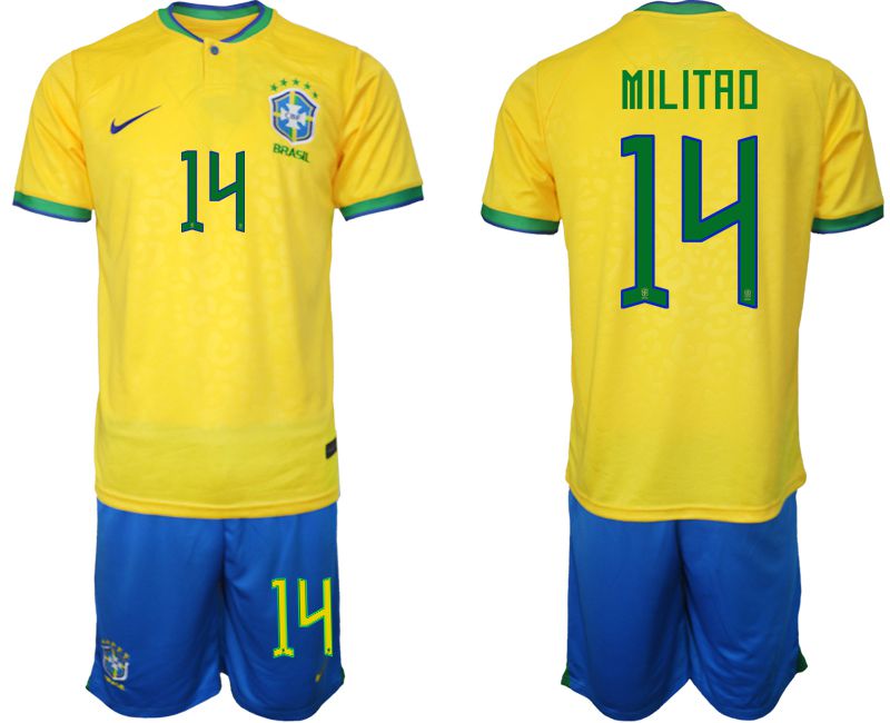 Men 2022 World Cup National Team Brazil home yellow 14 Soccer Jerseys